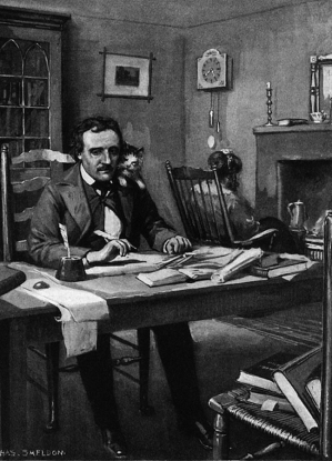 Edgar Allan Poe and his cat